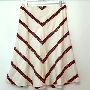 Loft Cream & Brown Skirt Size 4